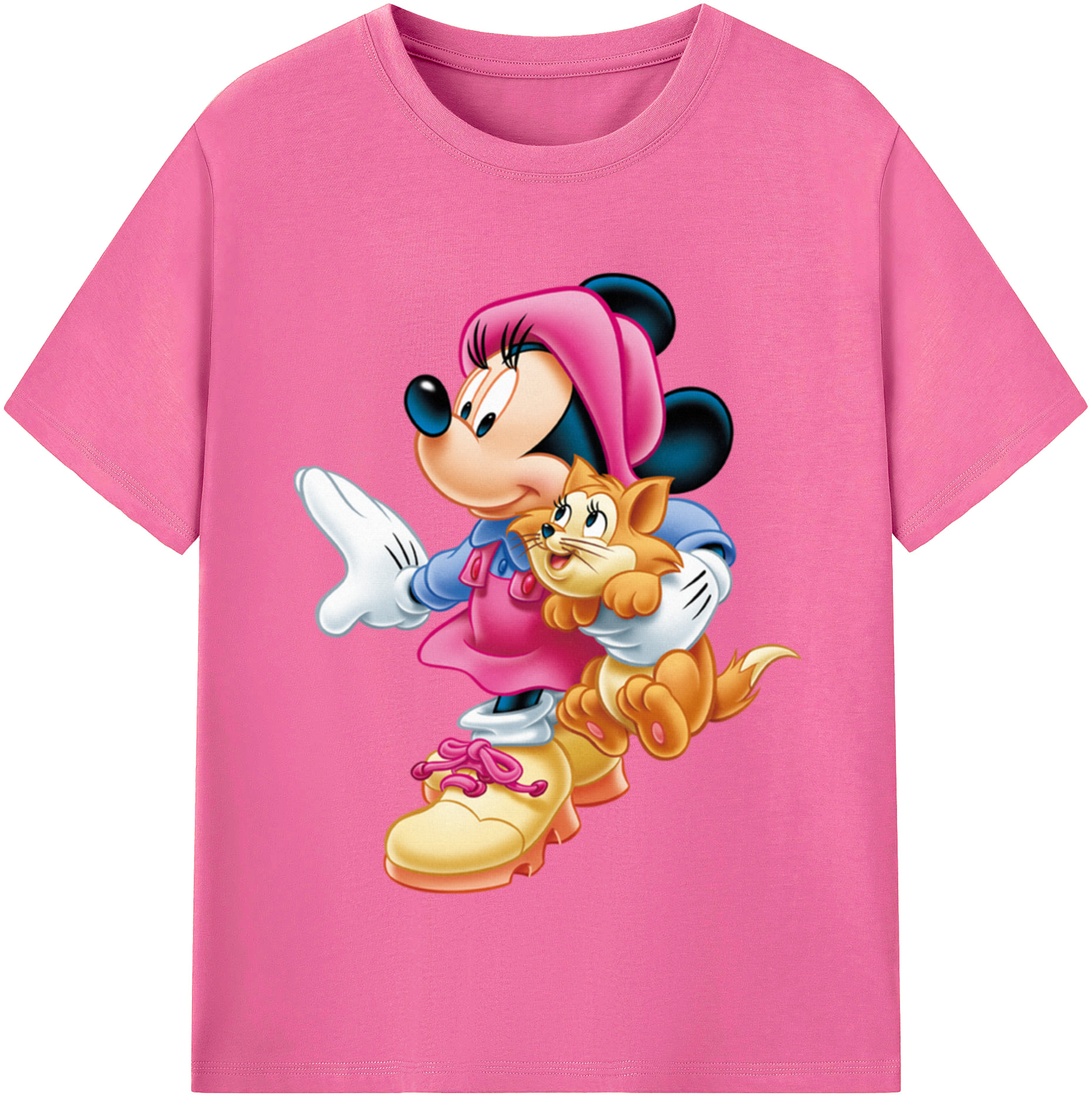（画像用） ミッキーマウス Mickey Mouse レディースカジュアルプリントTシャツ（綿100％）